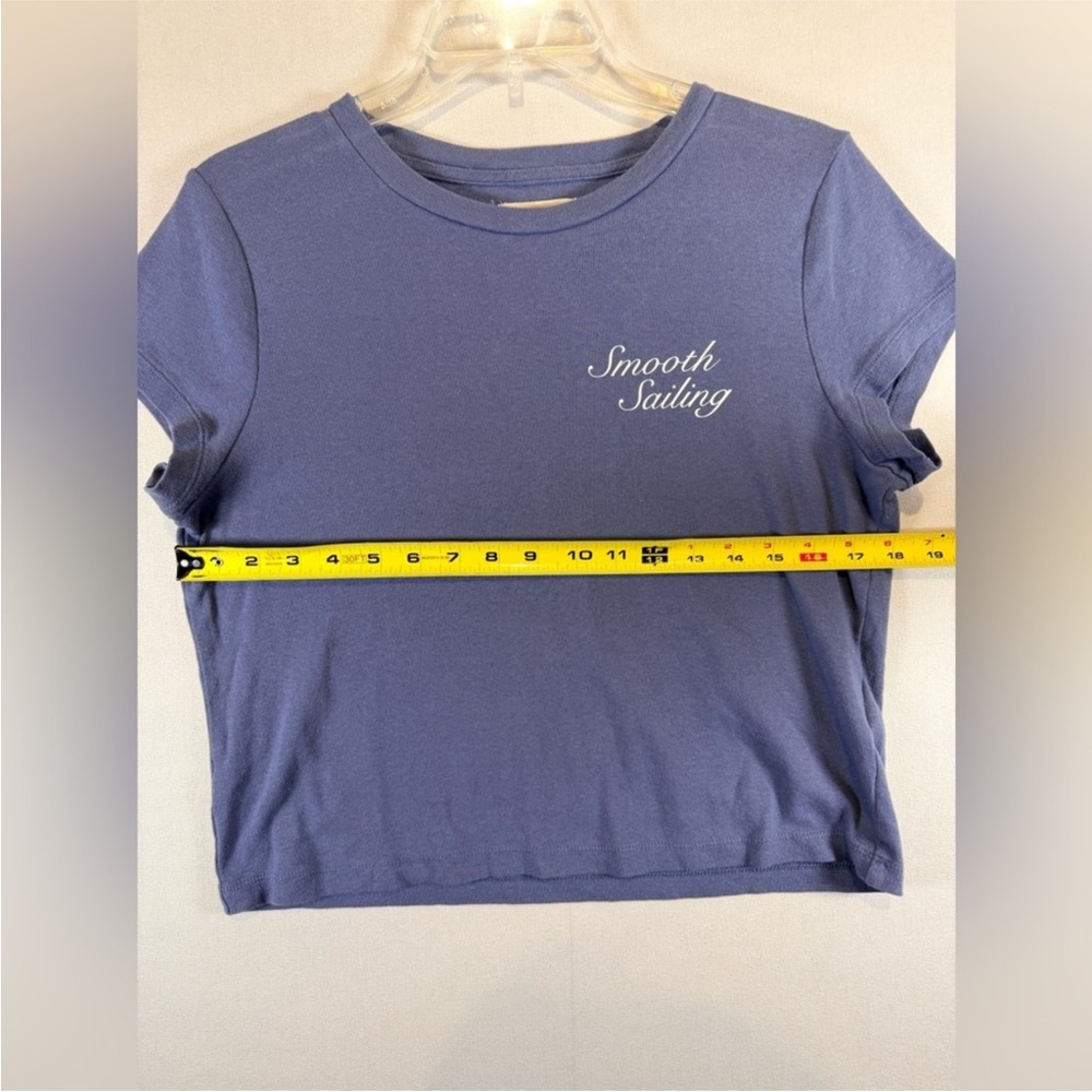 Madewell Day In The Sun Graphic Tee Womens L Blue Smooth Sailing Crop Top - Picture 7 of 8